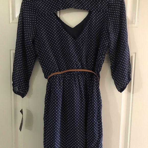 Navy Blue Polka Dot short dress - Picture 2 of 2